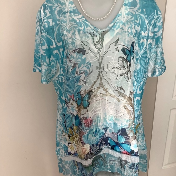 Cativa butterfly tee top L/XL 41-42 bust approx - Picture 4 of 9